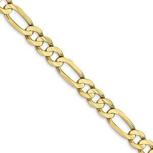 5.5mm, 10k Yellow Gold, Concave Figaro Chain Necklace, 22 Inch